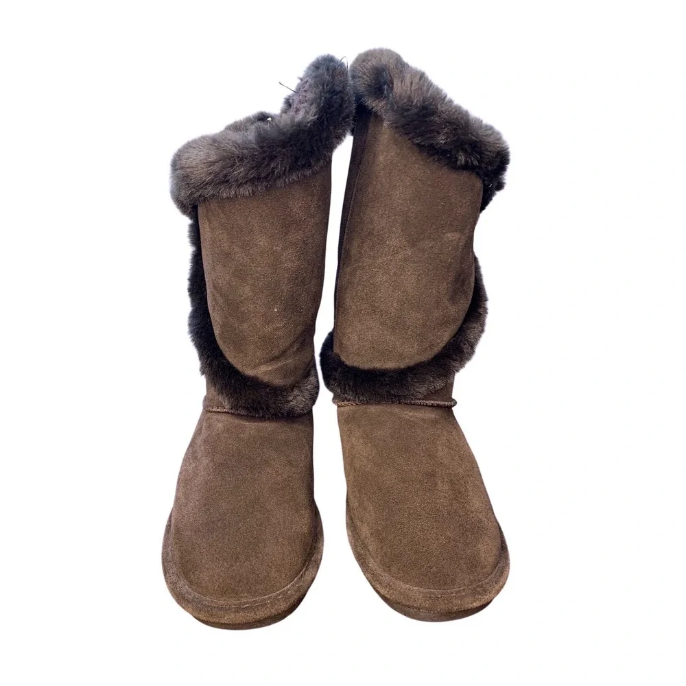 Bearpaw‎ Sheilah Brown Suede Faux Fur Trimmed Winter Boots Women's Size 7 NWOT
